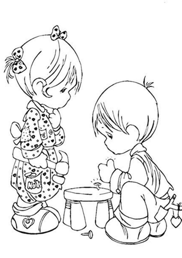 Free easy to print precious moments coloring pages