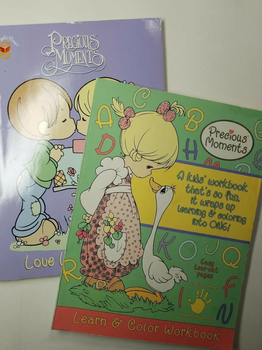 Vtg precious moments book coloring love lasts forever learn color workbook