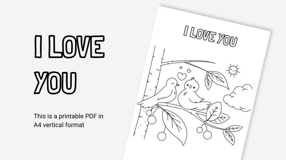 I love you printable coloring worksheet