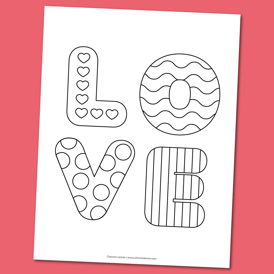 Printable love coloring page fun family crafts