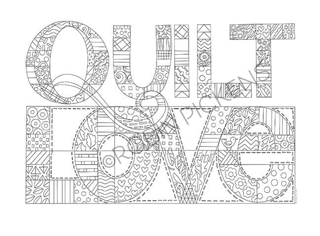 Quilt love instant downloadable coloring page x horizontal â robin pickens