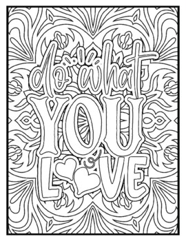 Do what you love motivational quote coloring sheet by davincis workshop