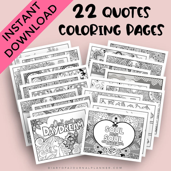 Quote coloring pages â diary of a journal planner