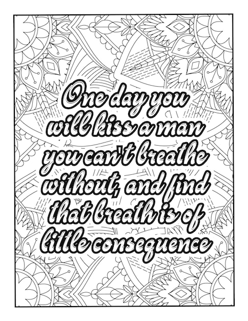 Premium vector romantic coloring page for adults motivational quotes inspirational quotes love quotes heart