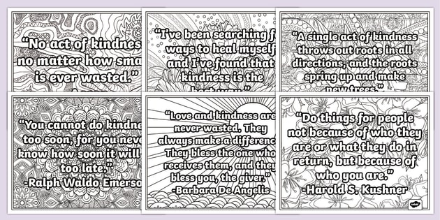 Kindness and thoughtfulness quotes coloring pages