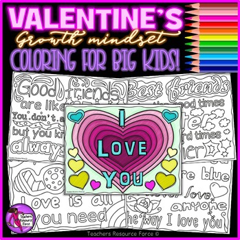 Growth mindset quotes valentines day coloring pages sheets tpt