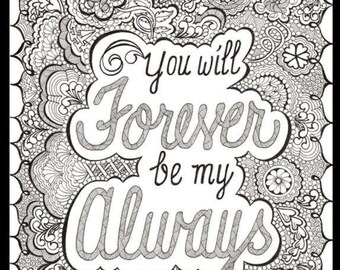 Love conquers all soulmate couple adult coloring book digital download