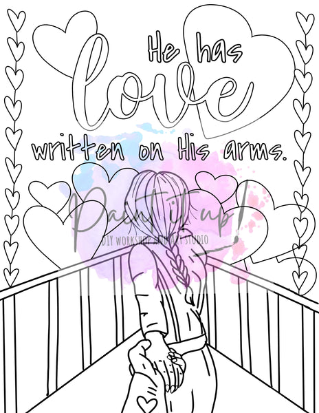 Love on his arms coloring page â paint it up chesnee