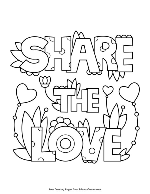 Share the love coloring page â free printable ebook love coloring pages coloring pages inspirational valentine coloring pages