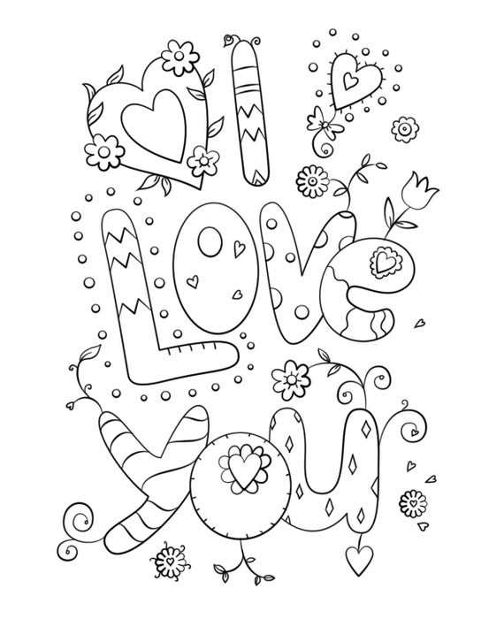 Valentines day coloring page i love you fun coloring page hearts valentine coloring sheet kids coloring valentines printable love