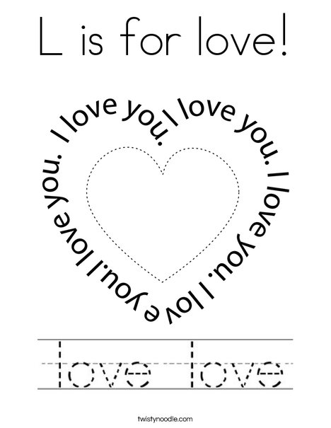 L is for love coloring page