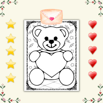 Printable love teddy bear coloring pages for kids