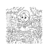 Girl picking berries coloring pages