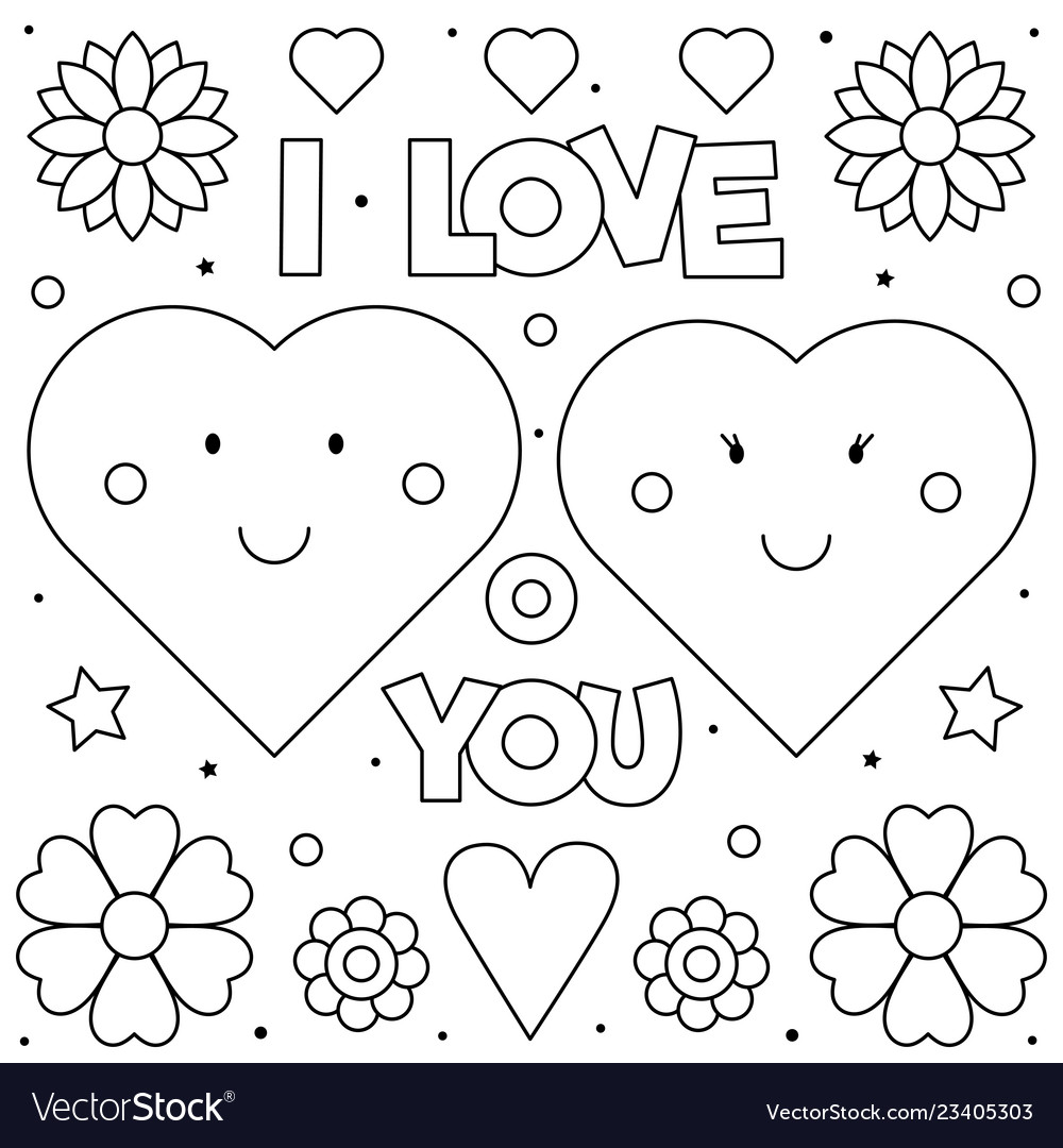 I love you coloring page black and white vector image