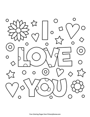 I love you coloring page â free printable pdf from