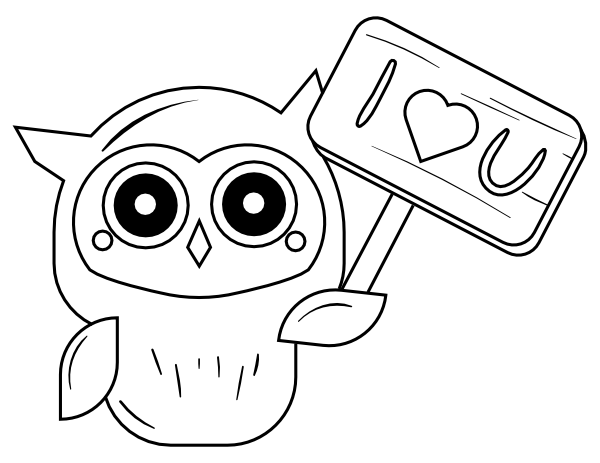 Printable owl i love you coloring page