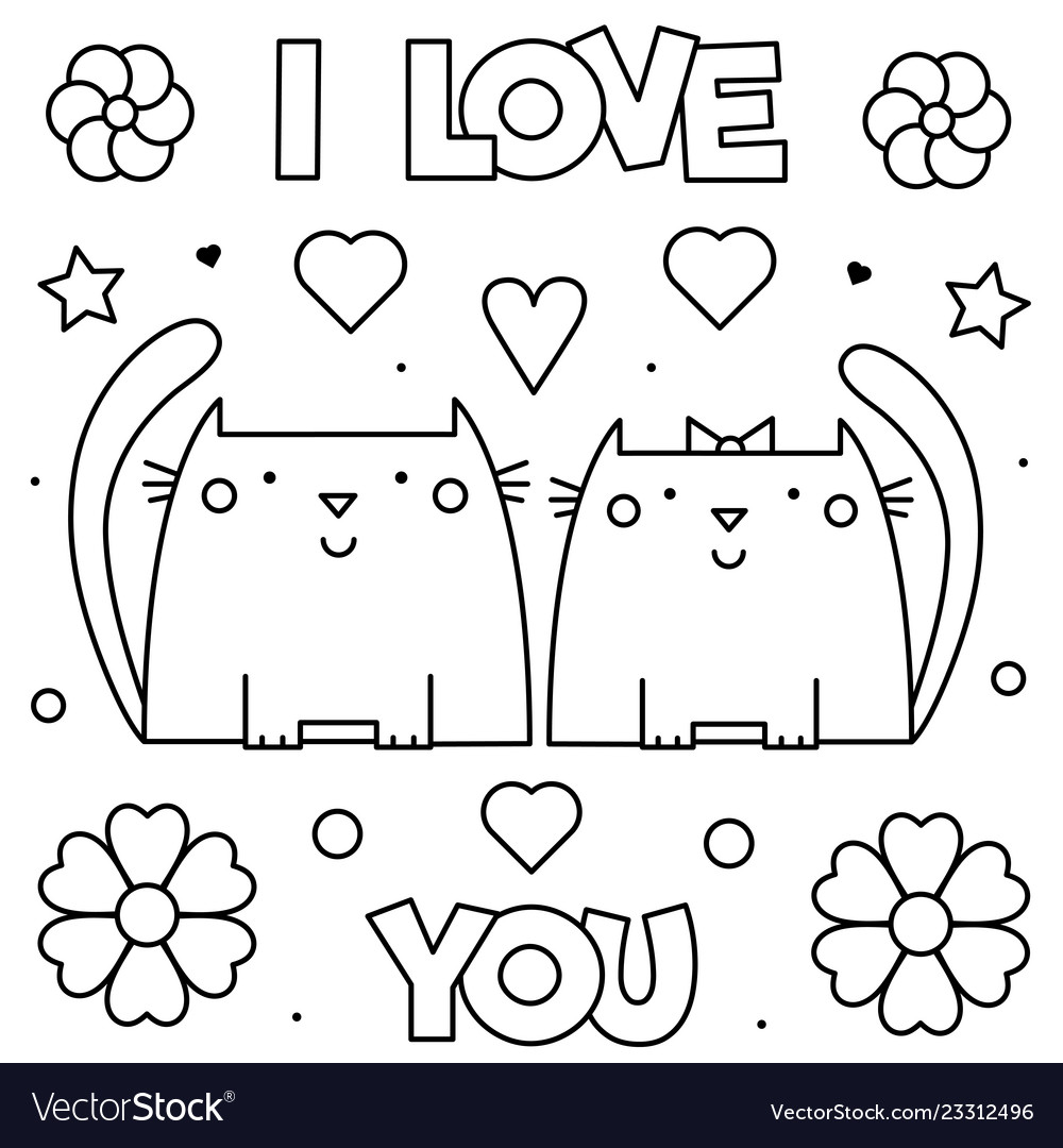 I love you coloring page black and white vector image