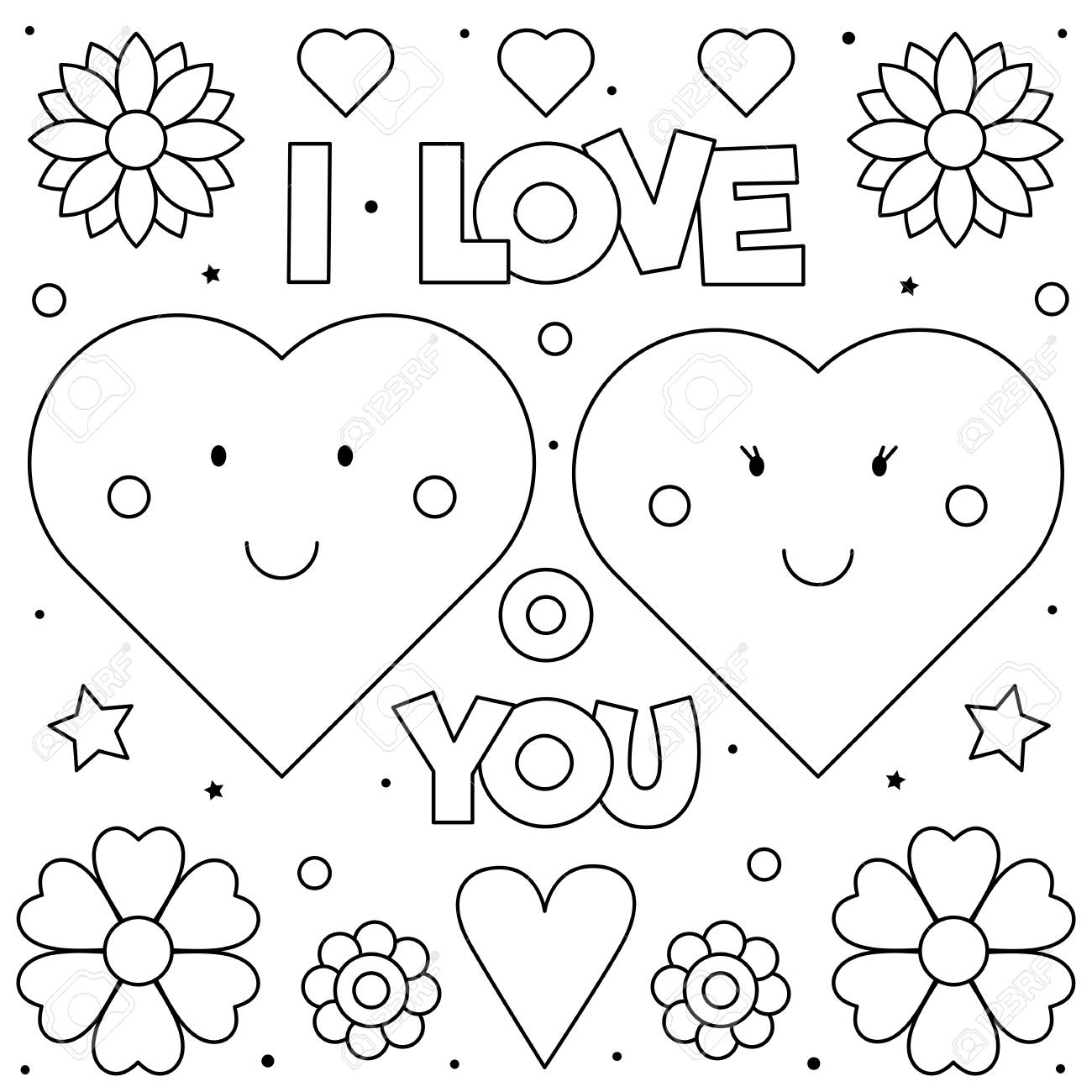 I love you coloring page black and white vector illustration of hearts royalty free svg cliparts vectors and stock illustration image