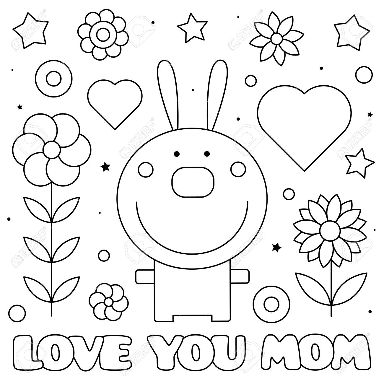 Love you mom coloring page vector illustration royalty free svg cliparts vectors and stock illustration image