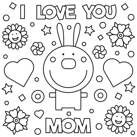 I love you mom coloring page illustration