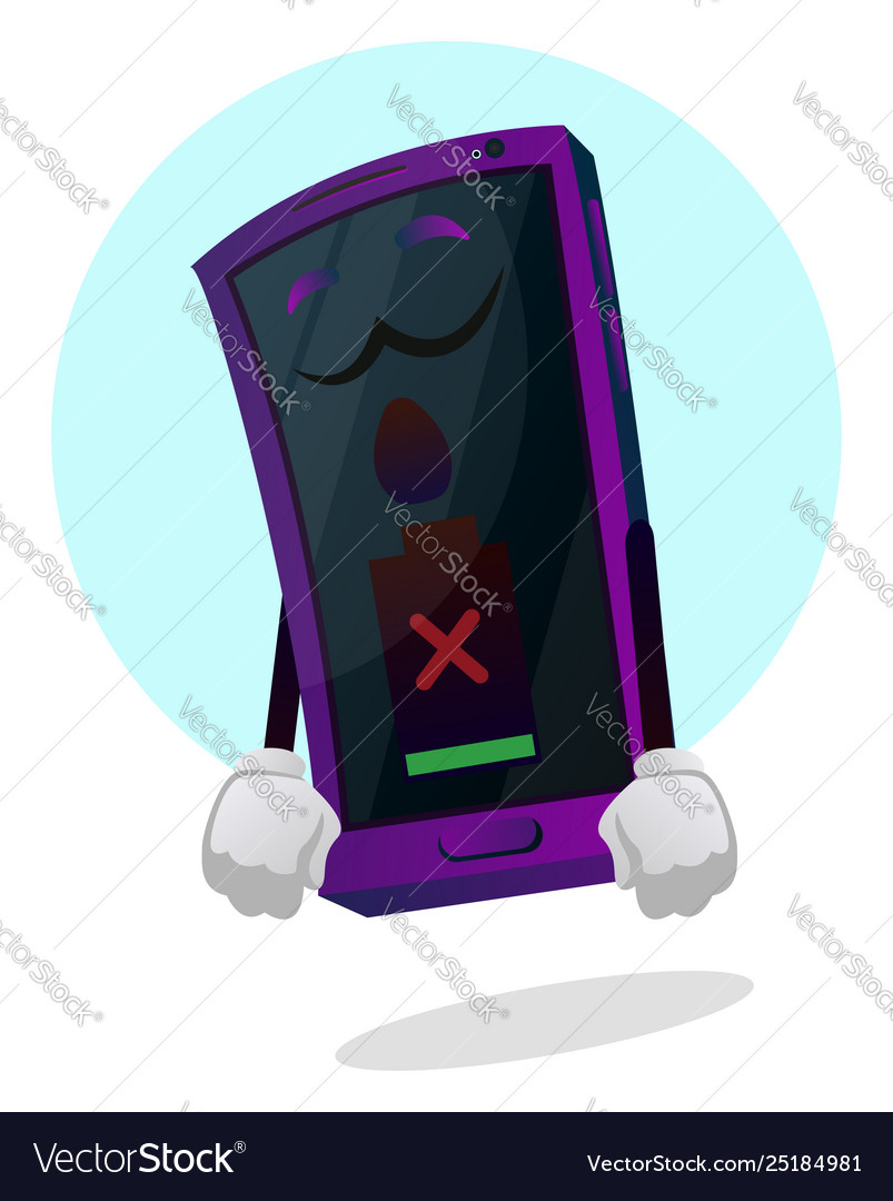 Mobile emoji low battery on white background vector image