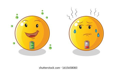 Emoticon emoji full battery good mod stock vector royalty free