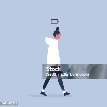 Woman low battery stock illustrations royalty