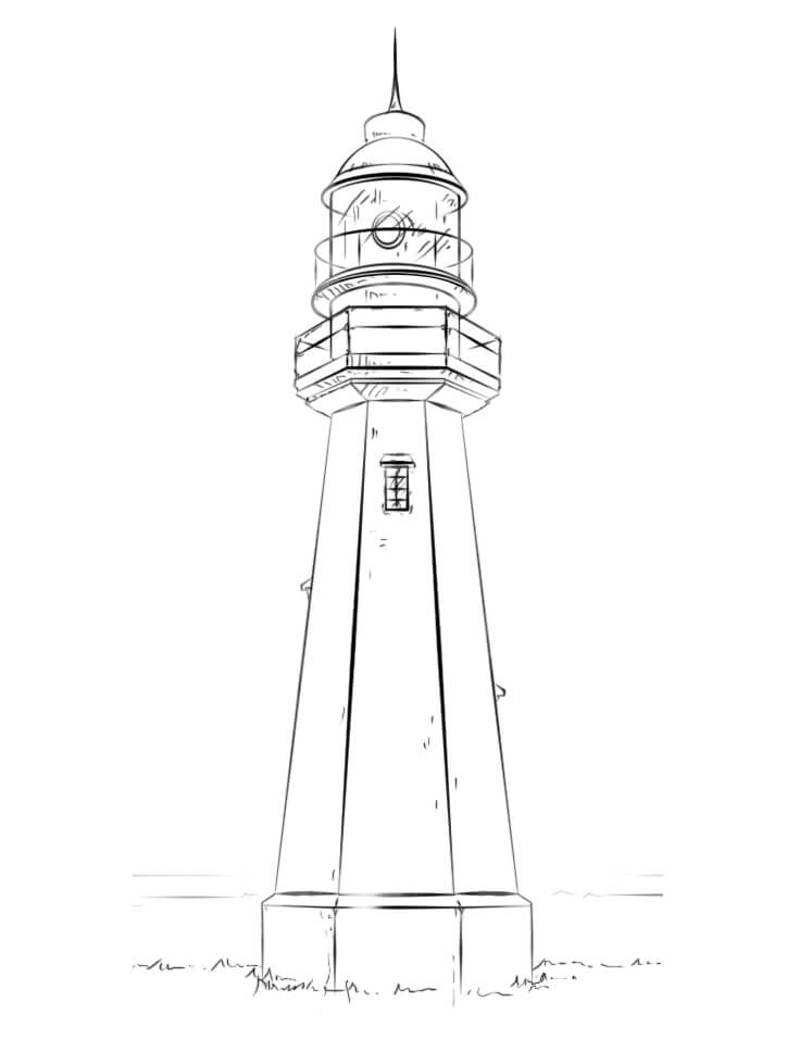 Low point lighthouse coloring page