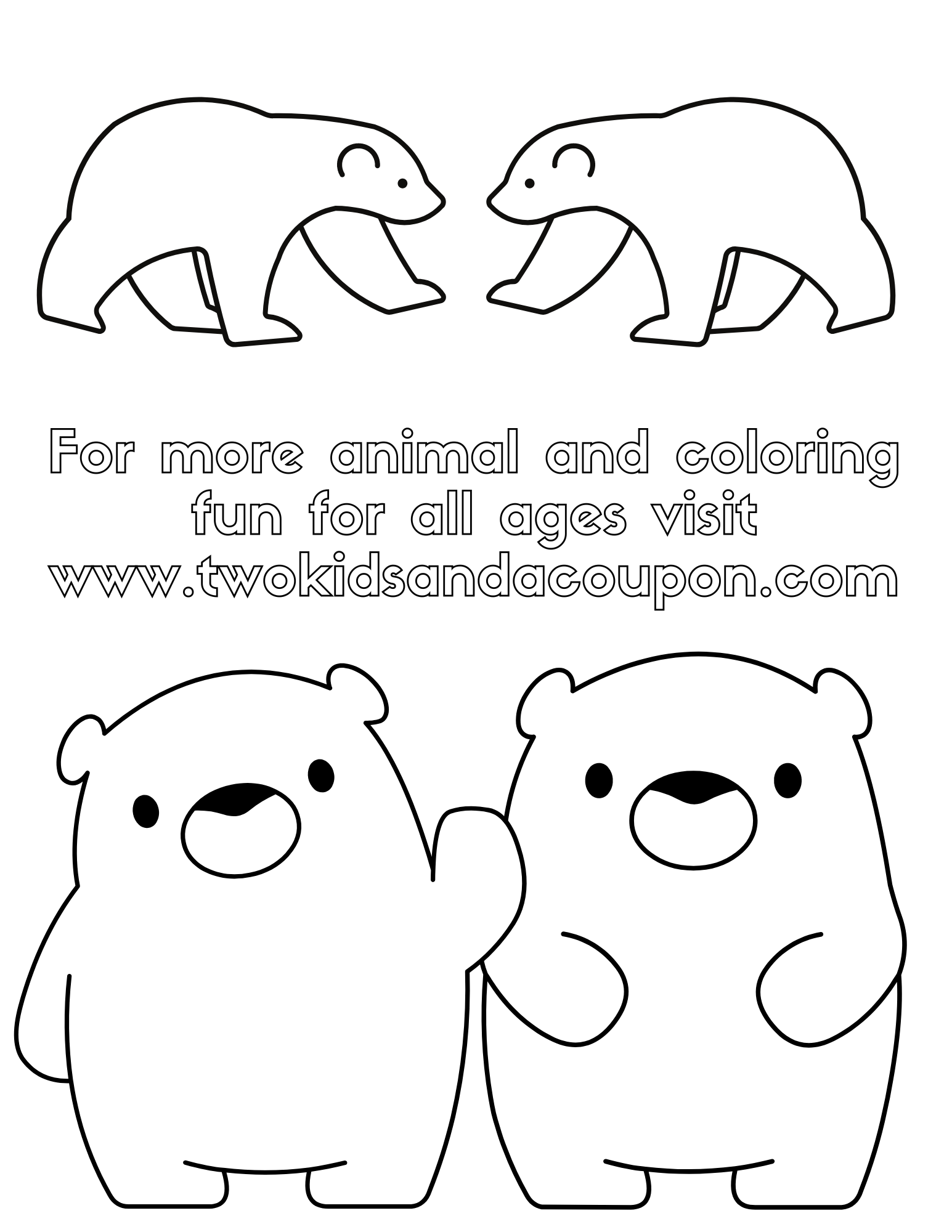 Free polar bear coloring pages for kids and adults