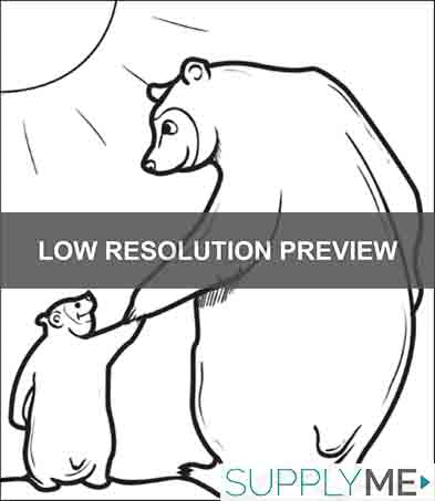 Printable papa bear with little bear coloring page for kids â