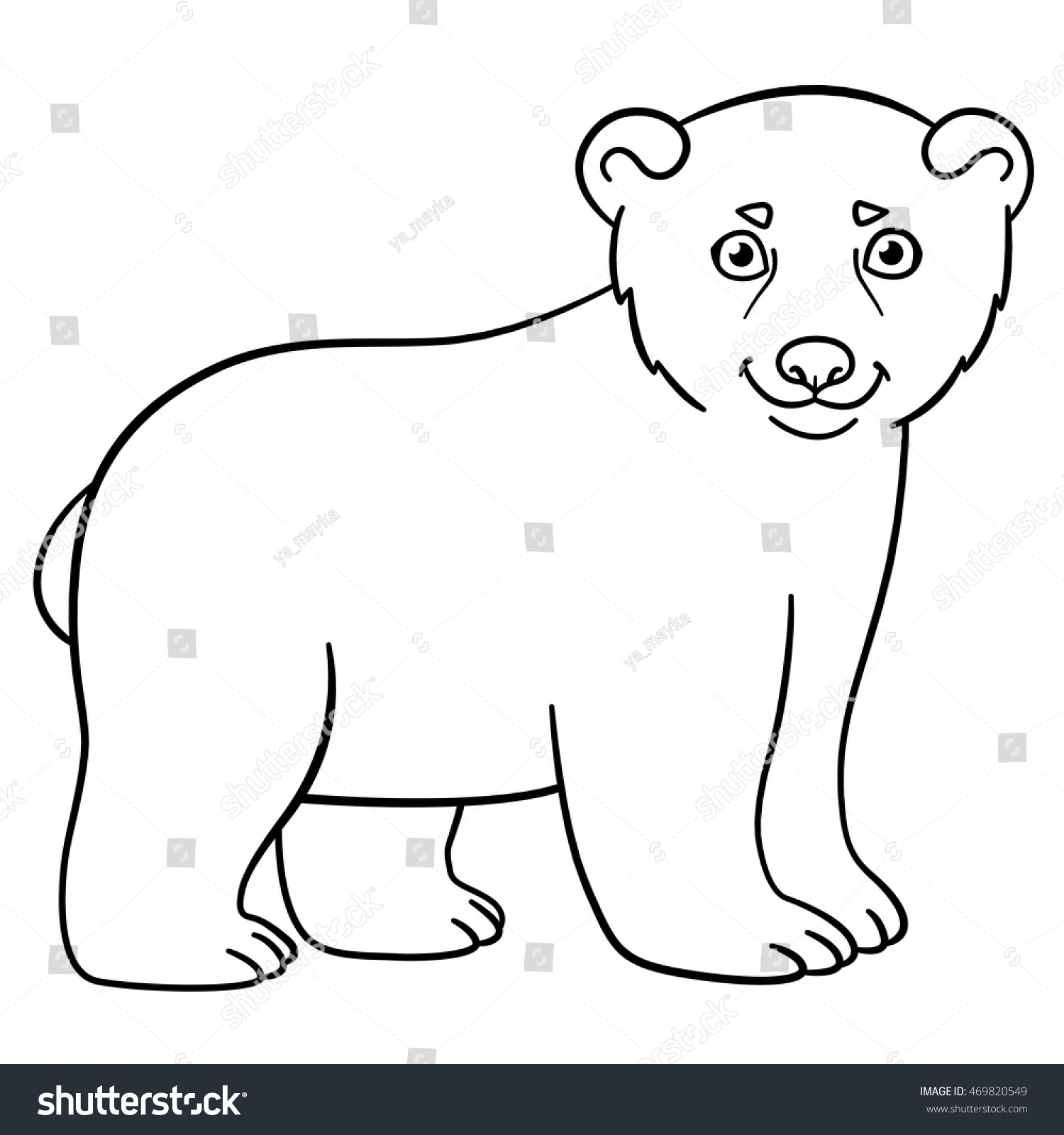 Coloring pages little cute baby polar stock vector royalty free