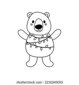 Cute polar bear coloring page kids stock vector royalty free