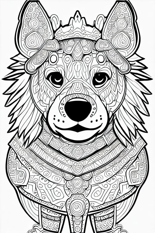 Line art bear mandala coloring page