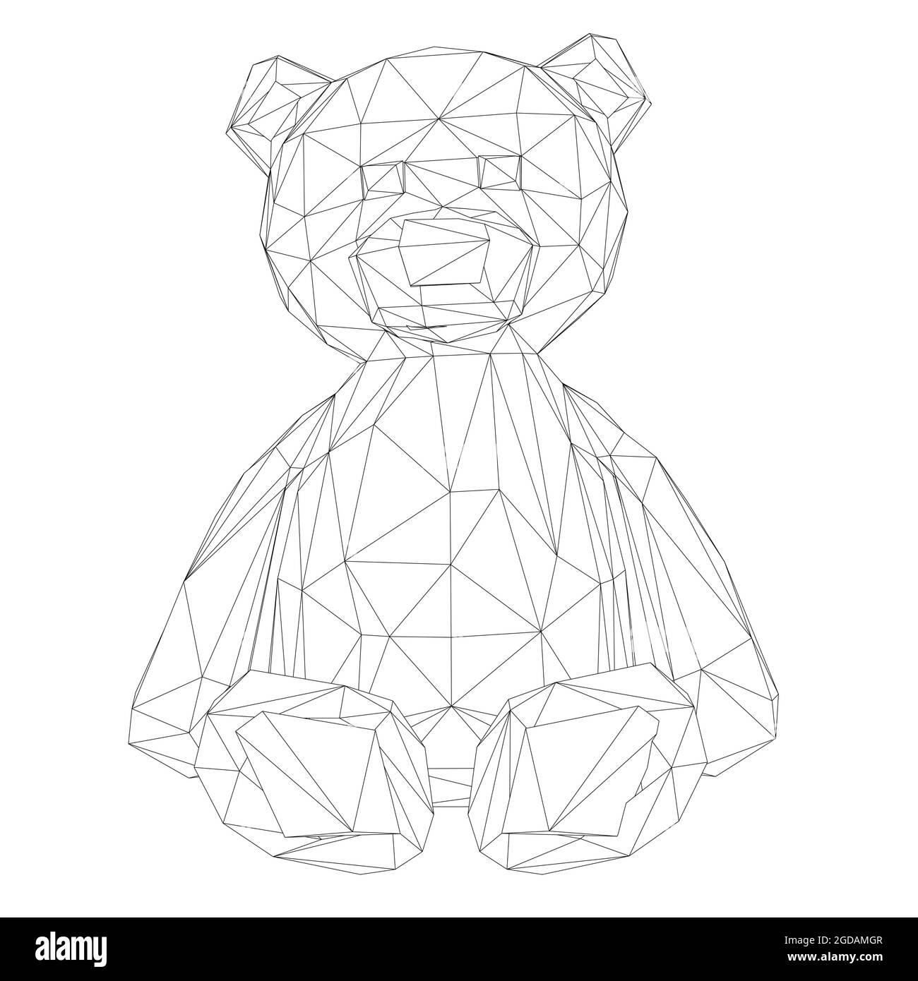 Wireframe low poly teddy bear isolated on white background d vector illustration stock vector image art