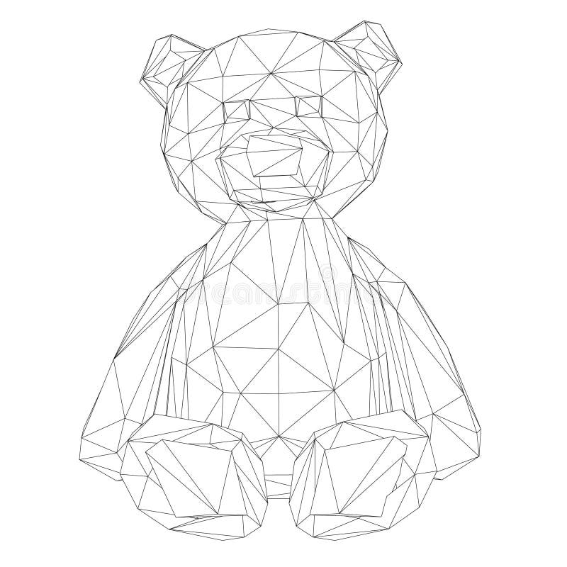 Wireframe low poly teddy bear isolated on white background d stock vector