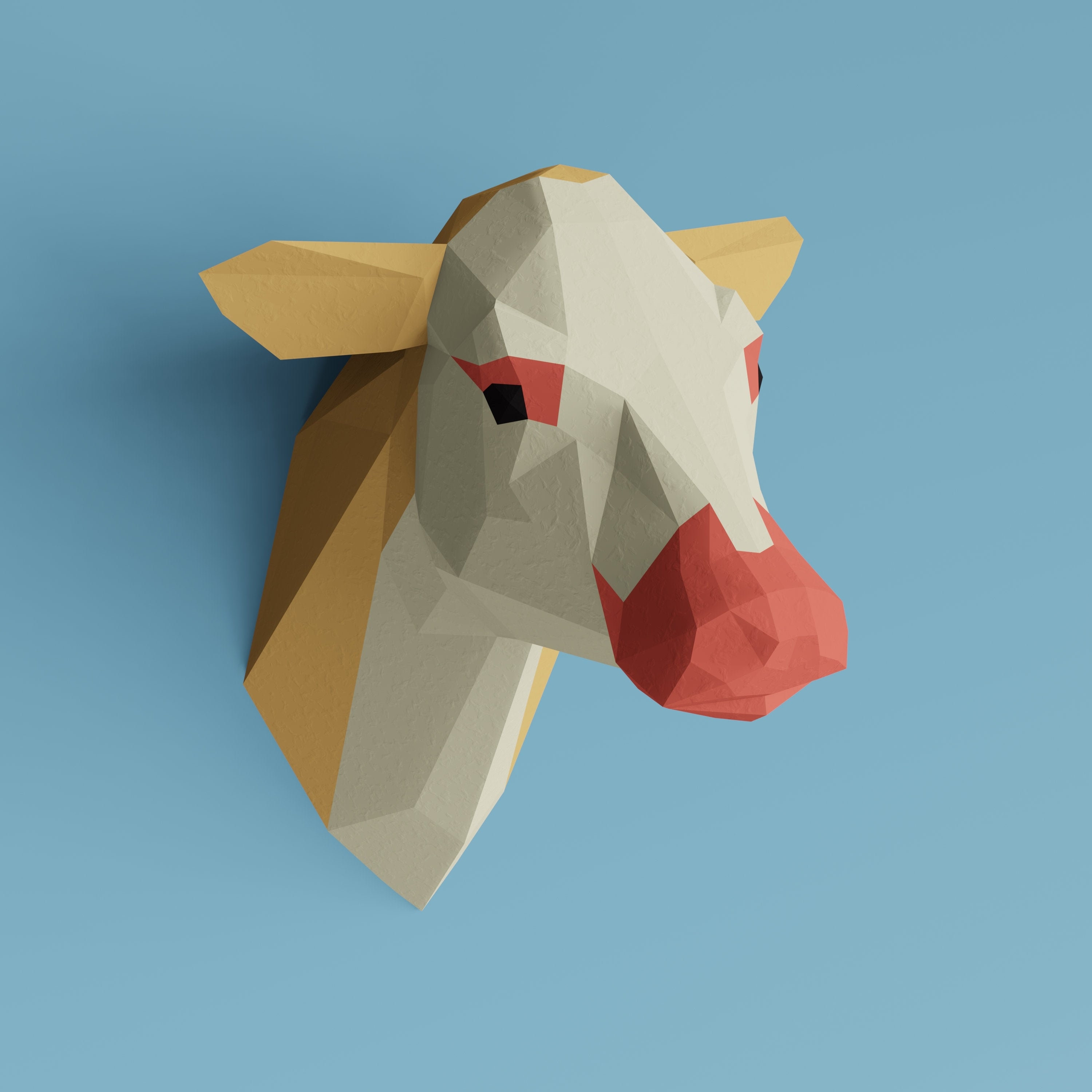 Low poly cow head diy big paper sculpture pdf download d papercraft faux taxidermy artem craft studio