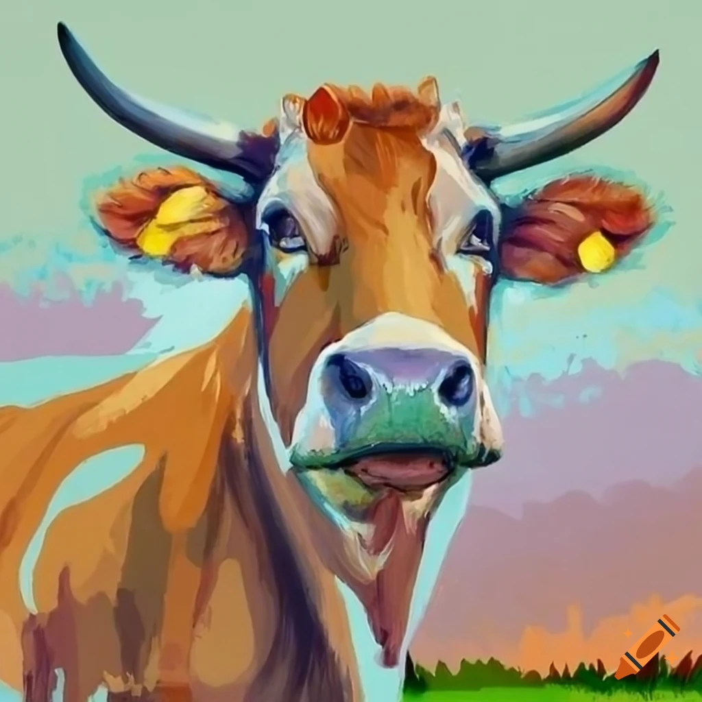 Low poly cow illustration on