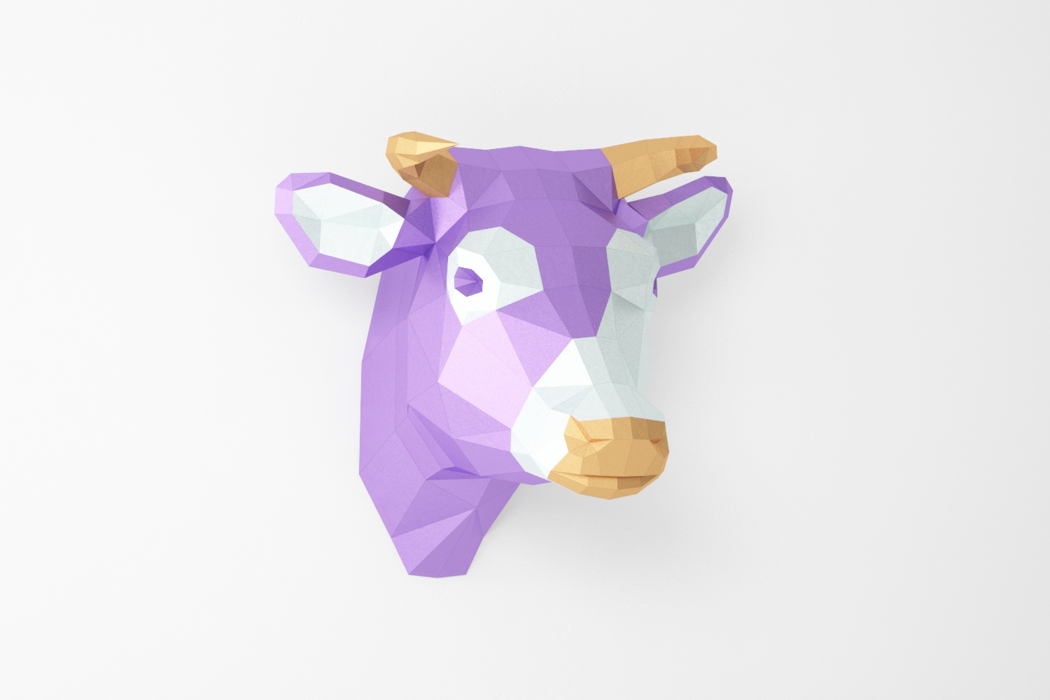 Cow head wall decor low poly pdf template