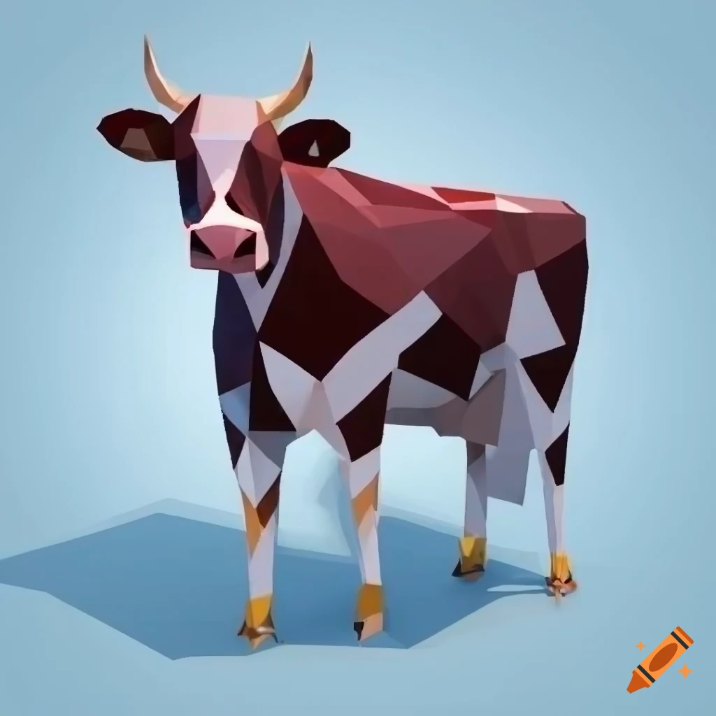 Low poly cow illustration on