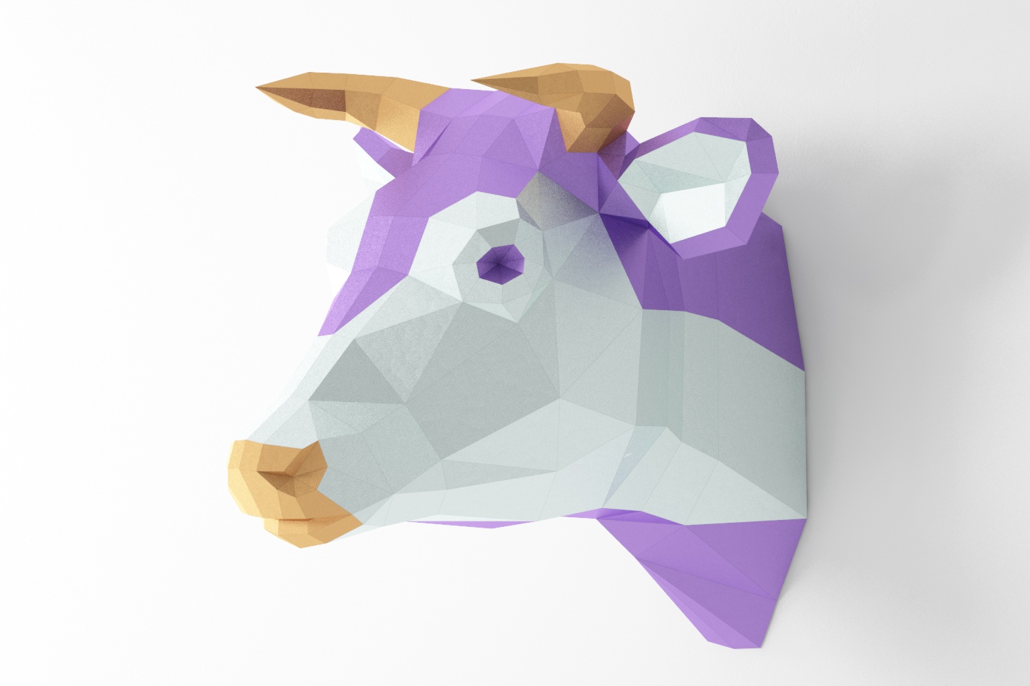 Cow head wall decor low poly pdf template