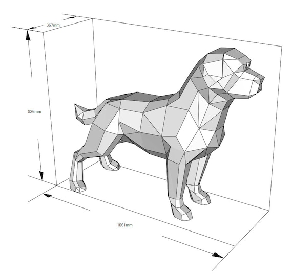 Rottweiler diy papercraft low poly d model digital pattern