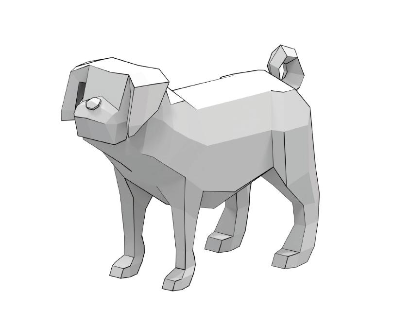 Pug dog low poly d papercraft free printable papercraft templates