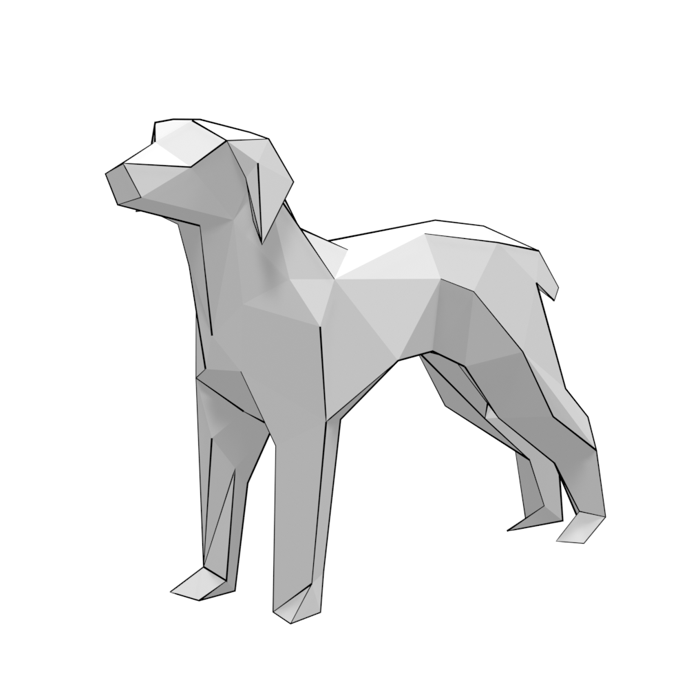 D papercraft model of low poly dog free printable papercraft templates