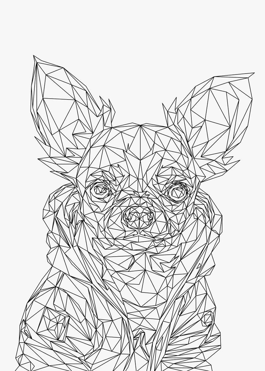 Dog low poly wireframe poster picture metal print paint by evanz tampubolon