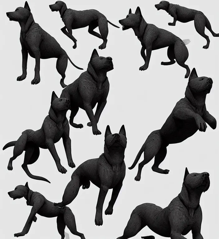 Monochromatic color scheme game asset of dog poses stable diffusion