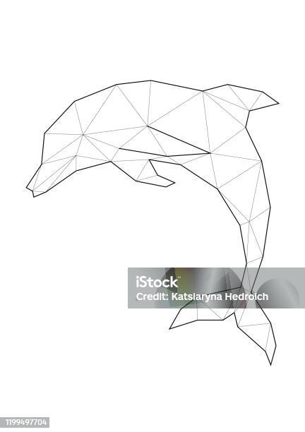Low poly art of animals dolphin good for wall decoration printable images suitable for coloring pages stock illustration