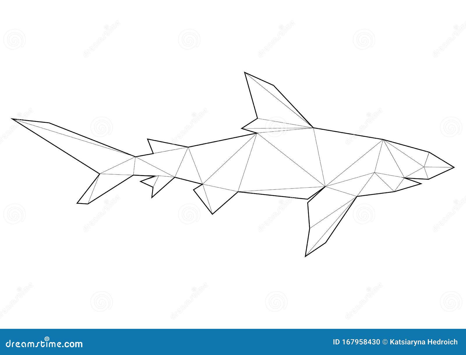 Low poly art of animals shark good for wall decoration printable images suitable for coloring pages stock vector