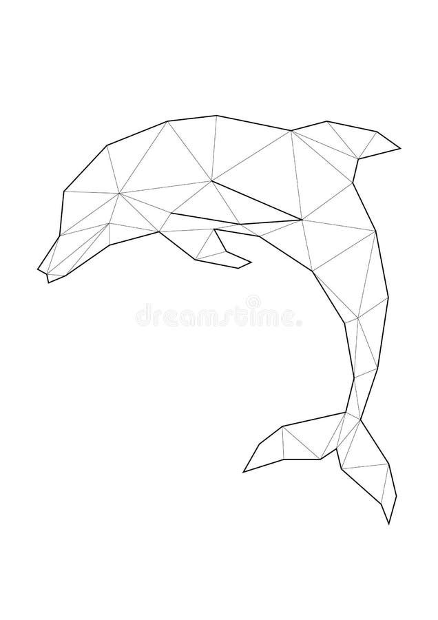 Low poly art of animals dolphin good for wall decoration printable images suitable for coloring pages stock vector