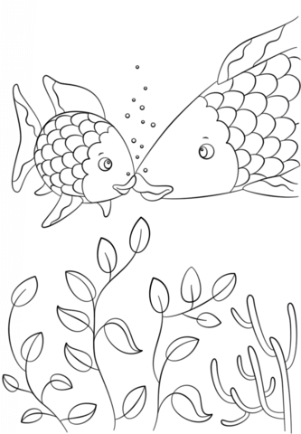 Small fish speaks to rainbow fish coloring page free printable coloring pages