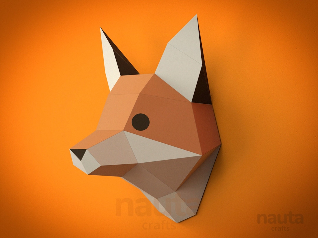 Plantilla pdf fox papercraft low poly fox paper fox head fox origami fox d woodland animal